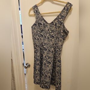 Blue And Cream Flare Dress